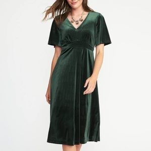 Velvet Green Midi Dress